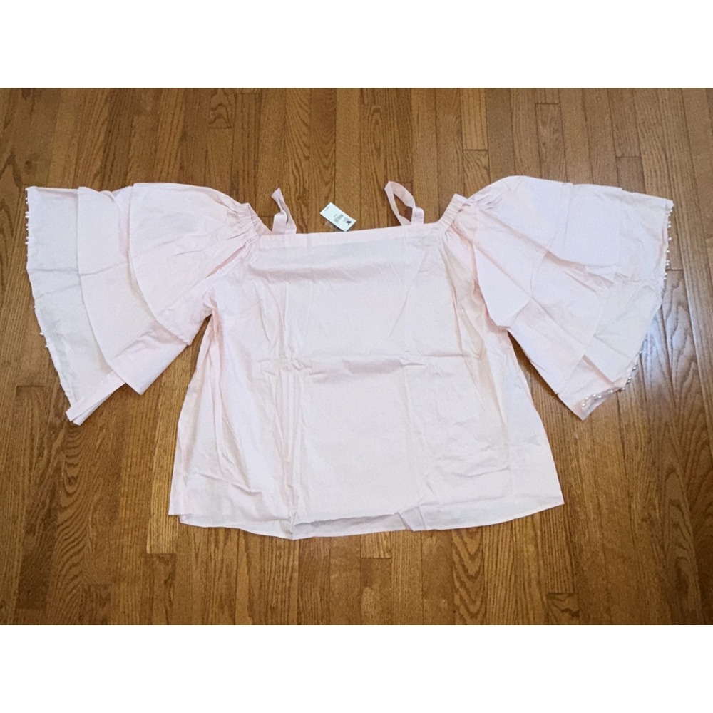 Lane Bryant Pink Off Shoulder Bell Sleeve‎ Tiered Blouse NWT 26/28